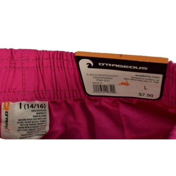 ORageous Girls Large Pink Glo Solid Boardshorts New with tags - Picture 2 of 3